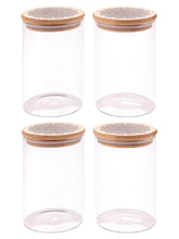 UMAI Borosilicate Glass Jar with Printed Bamboo Lid|Kitchen Organizer Items and Storage|Multi-utility,Leakproof, Airtight Storage Jar for Cookies,Snacks,Tea,Coffee,Sugar|Pack of 4(1000ml) (Green)